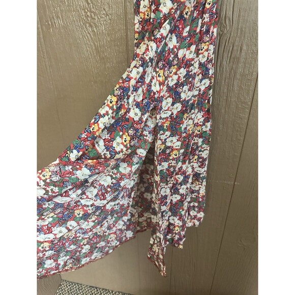 Natural Life Dress Women XS Red Floral Midi Smocked Ruffle Lightweight Summer - Picture 5 of 8